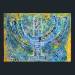 Blue Menorah Poster<br><div class="desc">Das Original für diese Menorah ist ein gemischtes Bild,  das mit Acrylfarbe,  Modelliermasse und Papier des jüdischen Künstlers Meredith Gould erstellt wurde.</div>