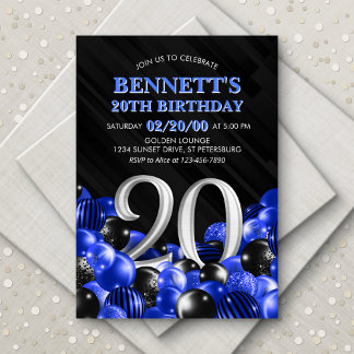 Blue Mens 20. Geburtstag Einladung