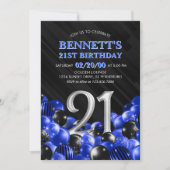 Blue Mens 21. Geburtstag Einladung (Vorderseite)