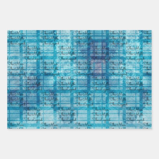 Blue Men's Birthday DIY Text Set von 3 Geschenkpapier Set (Vorderseite 2)