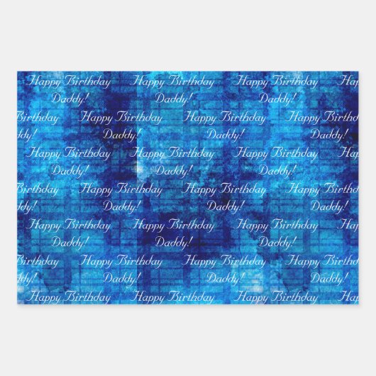 Blue Men's Birthday DIY Text Set von 3 Geschenkpapier Set (Vorderseite)