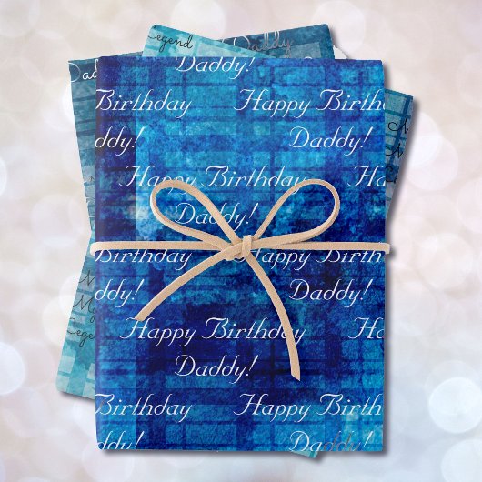 Blue Men's Birthday DIY Text Set von 3 Geschenkpapier Set