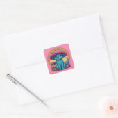 Blue Meow Mushroom Quadratischer Aufkleber (Umschlag)
