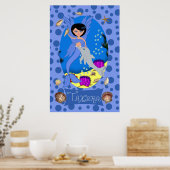 Blue Merfaery und Dolphin Print Poster (Küche)