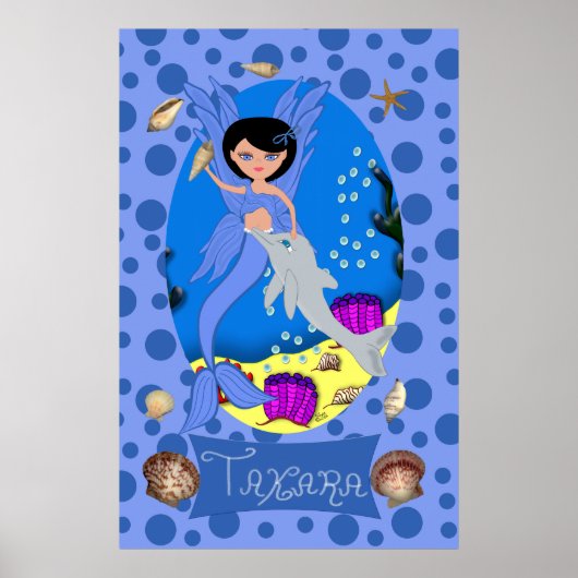 Blue Merfaery und Dolphin Print Poster (Vorne)