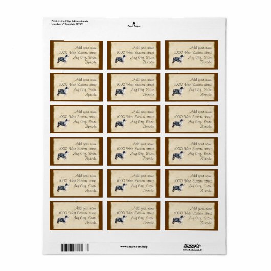 Blue Merle Aussie on Parchment Adressaufkleber (Vorne)