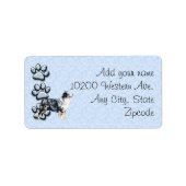 Blue Merle Aussie und 3 blaue Drucke Adressaufkleber (Vorne)