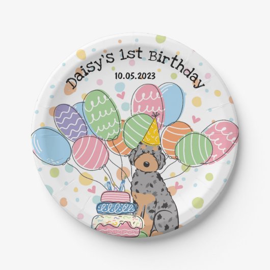 Blue Merle Aussiedoodle Birthday Paper Teller (Vorderseite)