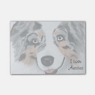 Blue Merle Australian Shepherd 50 Sticky Notes Post-it Klebezettel