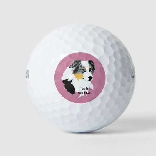 Blue Merle Australian Shepherd Cus.Golf Ball 3 pk (Vorderseite)