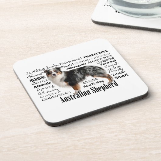 Blue Merle Australian Shepherd Getränkeuntersetzer (Linke Seite)