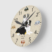 Blue Merle & Black Tri Australian Shepherds Runde Wanduhr (Winkel)