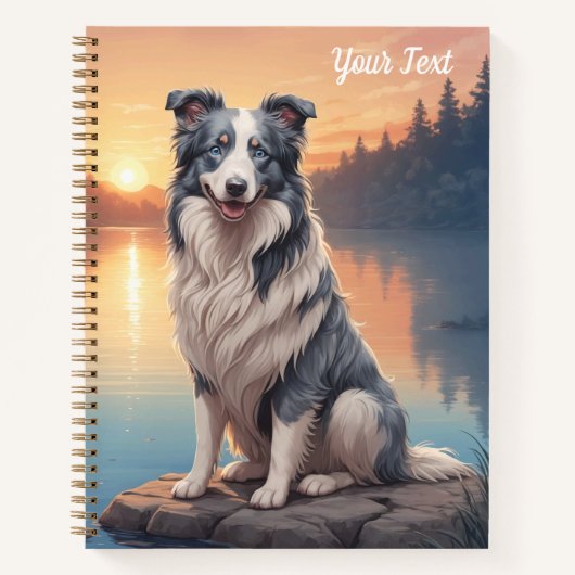 Blue Merle Border Collie am See Notizblock (Vorderseite)