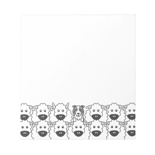Blue Merle Border Collie in the Sheep Notizblock (Vorderseite)