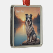 Blue Merle Border Collie Ornament Aus Metall (Rechts)