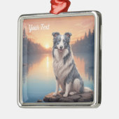 Blue Merle Border Collie Ornament Aus Metall (Links)