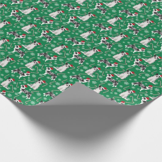 Blue Merle Border Collie Weihnachtshund Geschenkpapier (Ecke)