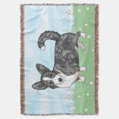 Blue Merle Cardigan Welsh Corgi Blume Decke (Vorderseite Vertikal)