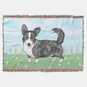 Blue Merle Cardigan Welsh Corgi Blume Decke
