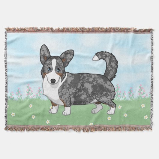 Blue Merle Cardigan Welsh Corgi Blume Decke (Vorderseite)
