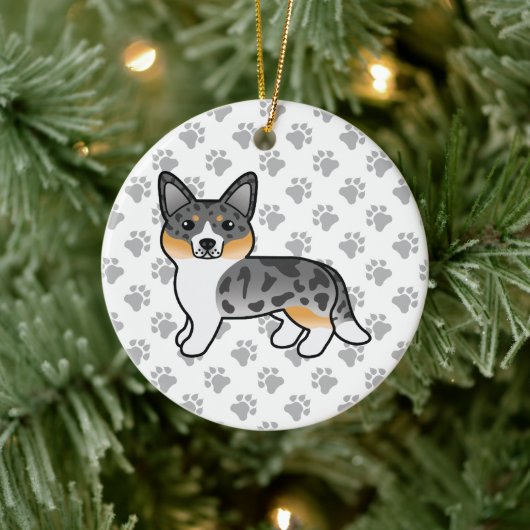 Blue Merle Cardigan Welsh Corgi Cartoon Dog Keramik Ornament (Baum)
