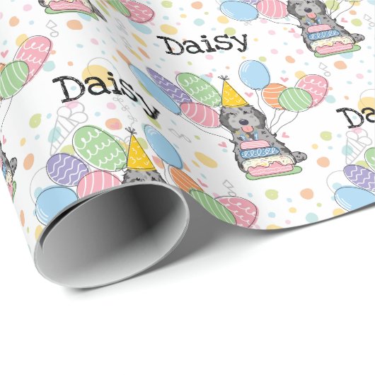 Blue Merle Cockapoo Cavapoo Dog Birthday Geschenkpapier (Rolleneckpunkt)