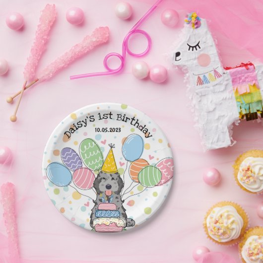 Blue Merle Cockapoo Cavapoo Dog Birthday Pappteller (Party)