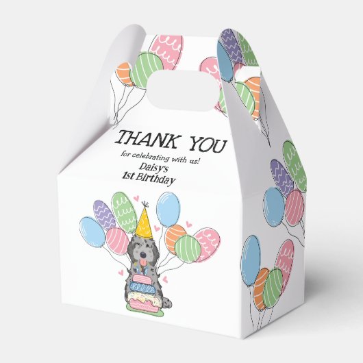 Blue Merle Cockapoo Cavapoo Geburtstag Vielen Dank Geschenkschachtel (Vorderseite)