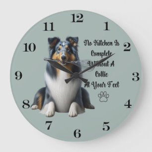 Blue Merle Collie Clock Große Wanduhr