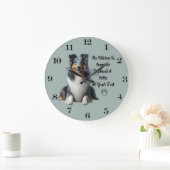 Blue Merle Collie Clock Große Wanduhr (Zuhause)