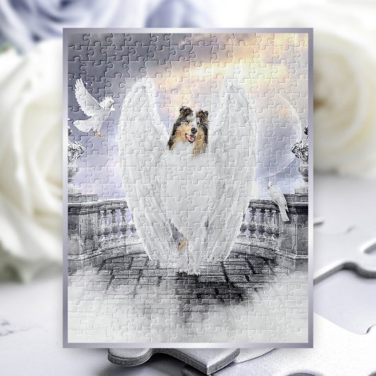 Blue Merle Collie Guardian Angel in Dog Heaven - Puzzle