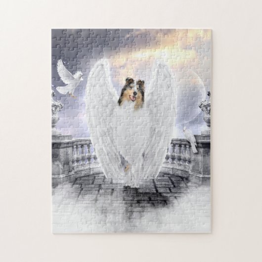 Blue Merle Collie Guardian Angel in Dog Heaven - Puzzle (Vertikal)