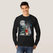 Blue Merle Collie Under Moonlight Schnee Weihnacht T-Shirt (Vorne ganz)