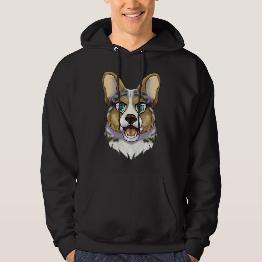 Blue Merle Corgi Hoodie (Vorderseite)