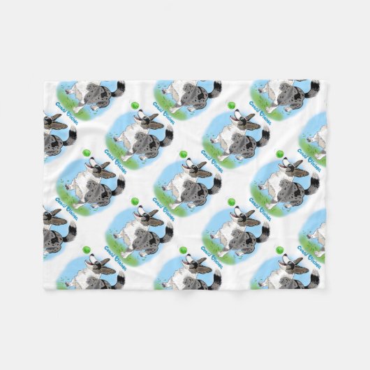 Blue merle Corgi mit Ball Fleecedecke (Vorderseite (Horizontal))