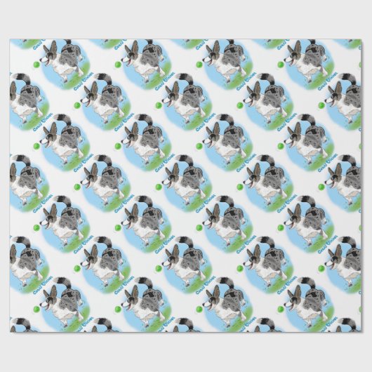 Blue merle Corgi mit Ball Geschenkpapier (Flach)