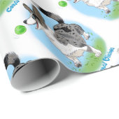 Blue merle Corgi mit Ball Geschenkpapier (Rolleneckpunkt)