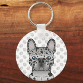 Blue Merle French Bulldog / Frenchie Cartoon Dog Schlüsselanhänger (Vorderseite)