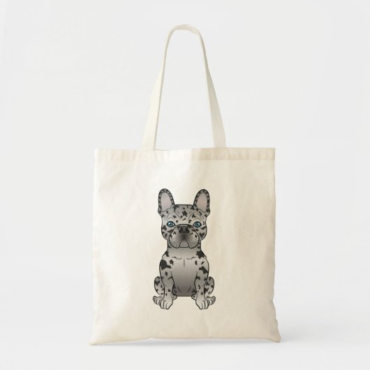 Blue Merle French Bulldog / Frenchie Cartoon Dog Tragetasche (Vorne)