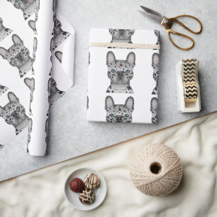 Blue Merle French Bulldog Frenchie Dog Pattern Geschenkpapier