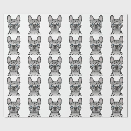 Blue Merle French Bulldog Frenchie Dog Pattern Geschenkpapier (Flach)