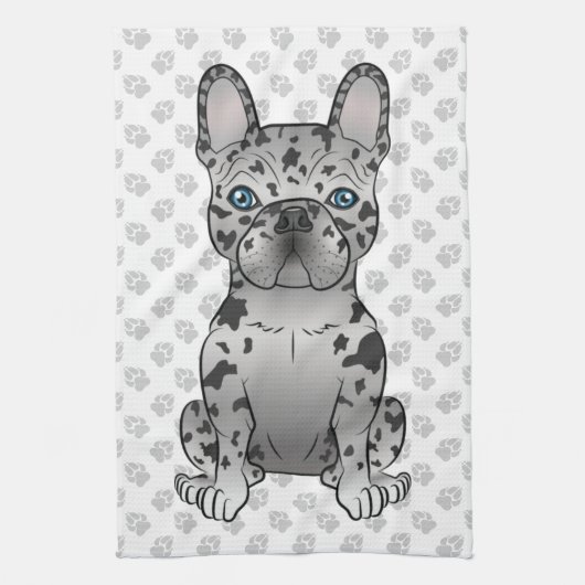 Blue Merle French Bulldog Frenchie Niedlicher Hund Geschirrtuch (Vertikal)