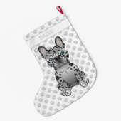 Blue Merle French Bulldog Frenchie Niedlicher Hund Großer Weihnachtsstrumpf (Rückseite (Hängend))