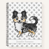 Blue Merle Long Coat Chihuahua Dog & Custom Text Notizblock (Vorderseite)