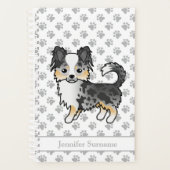 Blue Merle Long Coat Chihuahua Dog & Custom Text Planer (Vorderseite)