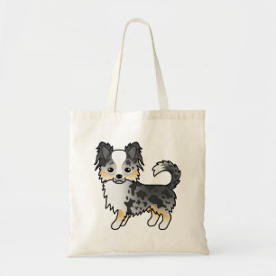 Blue Merle Long Coat Chihuahua Niedlicher Cartoon Tragetasche