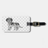 Blue Merle Mini Goldendoodle Cartoon Dog & Text Gepäckanhänger (Vorderseite horizontal)