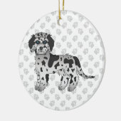 Blue Merle Mini Goldendoodle Cartoon Dog & Text Keramik Ornament (Links)