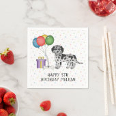 Blue Merle Mini Goldendoodle Cartoon Hund Geburtst Serviette (Beispiel)