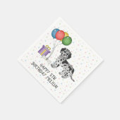 Blue Merle Mini Goldendoodle Cartoon Hund Geburtst Serviette (Ecke)